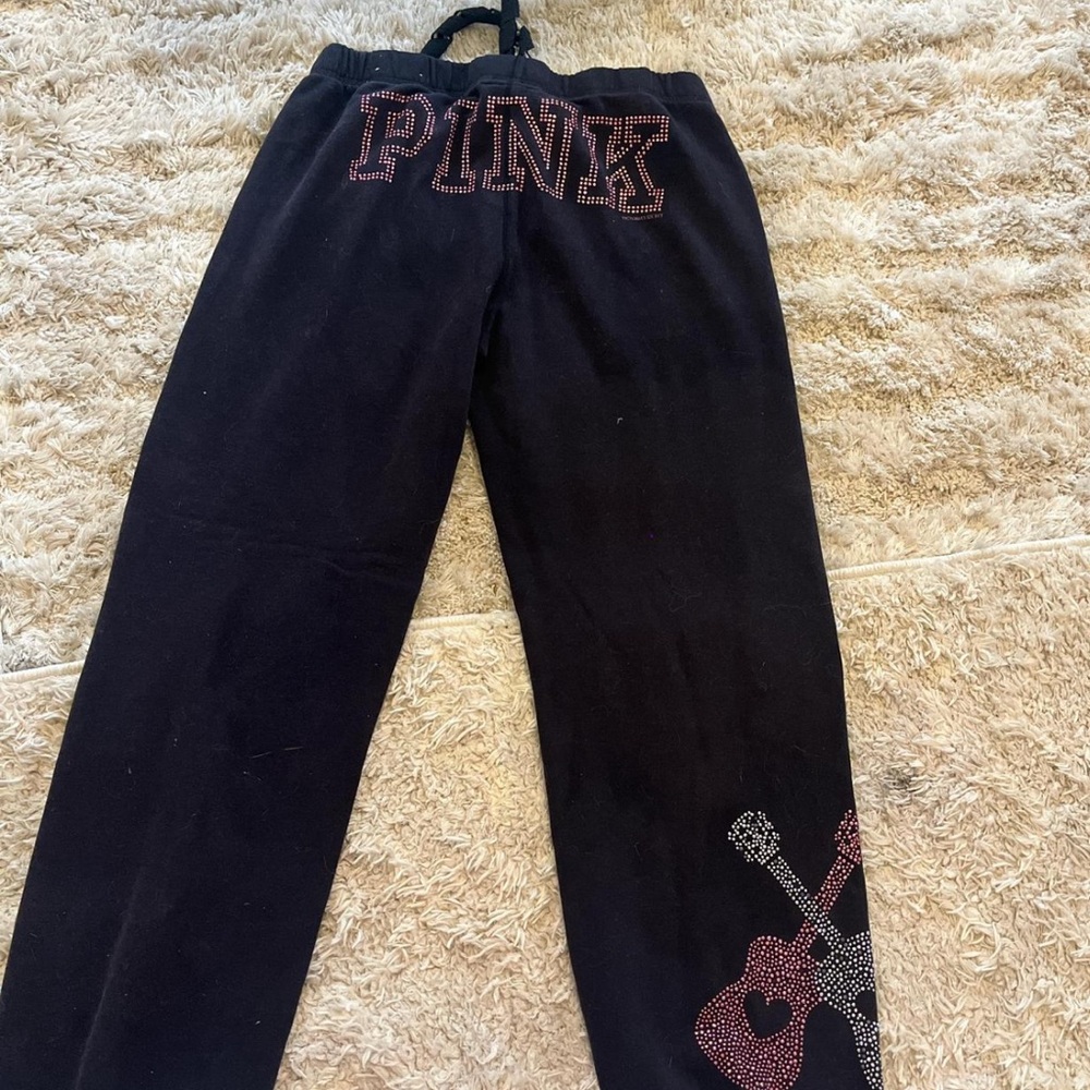 PINK Sweatpants with Rhinestone Guitar Design